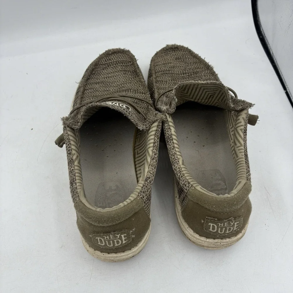 Hey Dude Shoes Mens Size 10 Wally Sox Brown Tan Knit‎ Casual Loafers